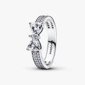 Bow sterling silver ring with clear cubi 193552C01-54 (High Resolution)