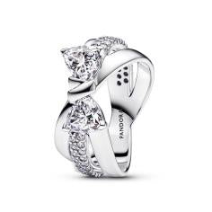 Bow sterling silver ring with clear cubi 193553C01-52