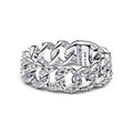 Cuban chain sterling silver ring with cl 193557C01-58