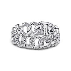 Cuban chain sterling silver ring with cl 193557C01-58