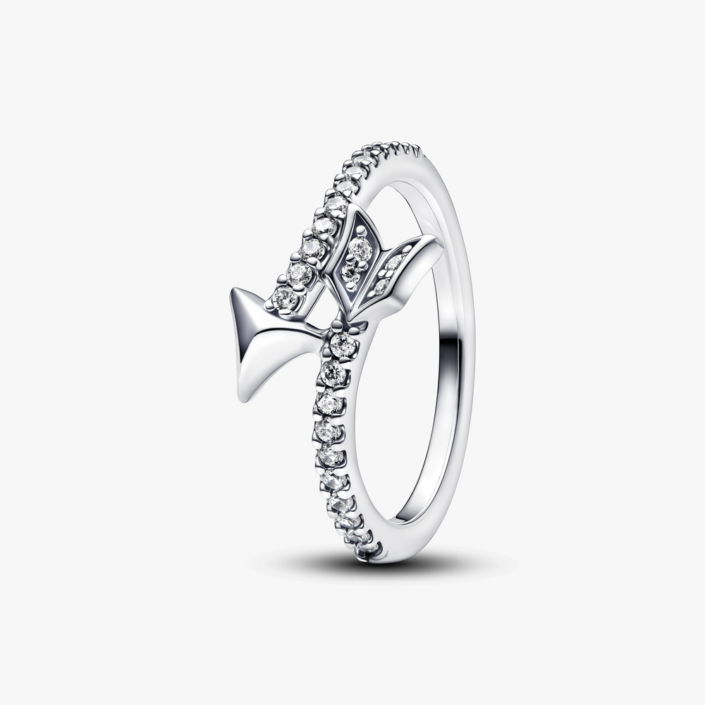 Arrow sterling silver ring with clear cu 193619C01-50 (High Resolution)