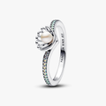 Disney Ariel sterling silver ring with treated white freshwater cultured pearl and aurora borealis clear cubic zirconia 193654C01-54 (High Resolution)