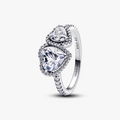 Hearts sterling silver ring with clear cubic zirconia 193659C01-54 (High Resolution)