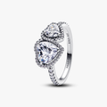 Hearts sterling silver ring with clear c 193659C01-60 (High Resolution)