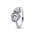 Hearts sterling silver ring with clear c 193659C01-60