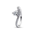 Wave heart sterling silver ring with clear cubic zirconia 193661C01-56