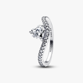 Wave heart sterling silver ring with clear cubic zirconia 193661C01-56 (High Resolution)