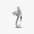 Wave heart sterling silver ring with clear cubic zirconia 193661C01-52 (High Resolution)