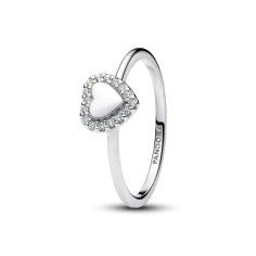 Engravable heart sterling silver ring with clear cubic zirconia 193801C01-52
