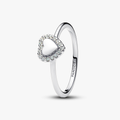 Engravable heart sterling silver ring with clear cubic zirconia 193801C01-54 (High Resolution)