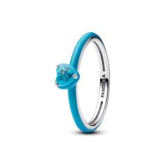Heart sterling silver ring with imitation turquoise and turquoise enamel 193828C01-52