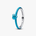 Heart sterling silver ring with imitation turquoise and turquoise enamel 193828C01-54 (High Resolution)
