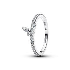 Butterfly sterling silver ring with clear cubic zirconia 194269C03-52