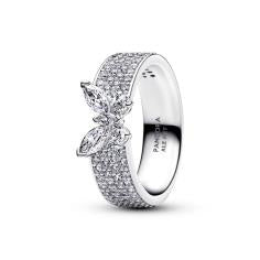 Butterfly sterling silver ring with clea 194270C01-60