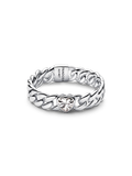 Heart Cuban Chain Ring Silver