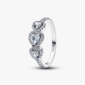 Triple heart sterling silver ring with c 194413C01-58 (High Resolution)