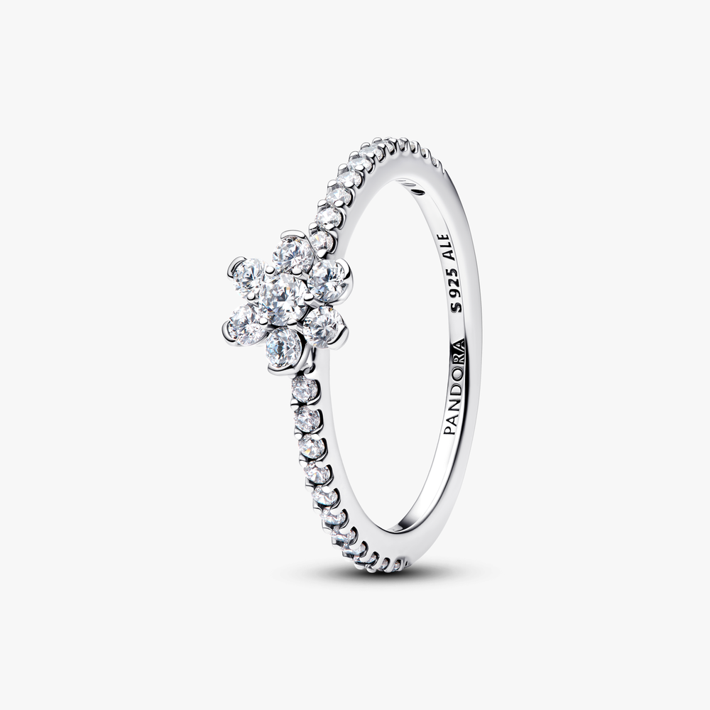 Flower sterling silver ring with clear cubic zirco 194499C01 (High Resolution)