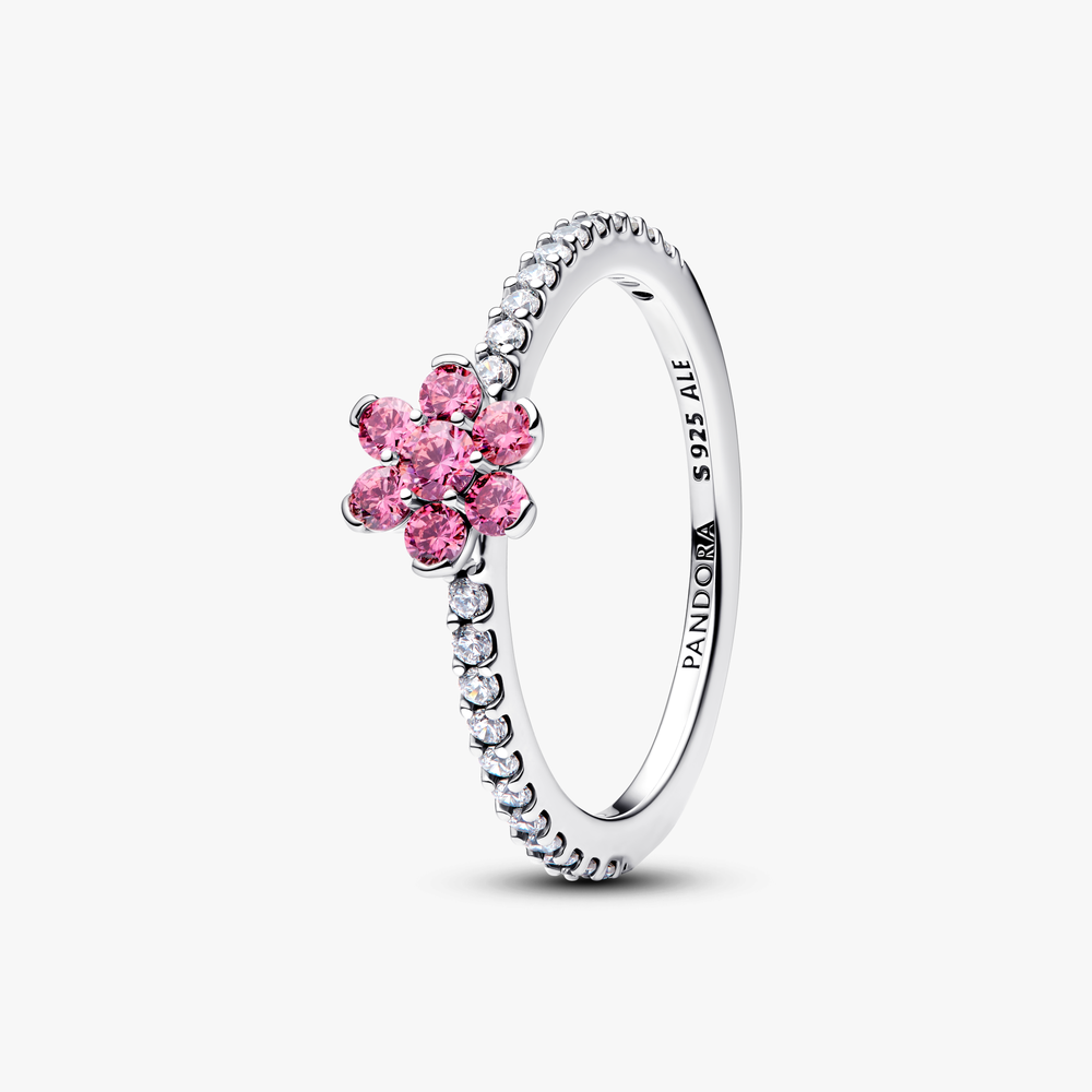 Flower sterling silver ring with fancy pink and cl 194499C02 (High Resolution)