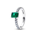 Sterling silver ring with royal green crystal and 194506C01