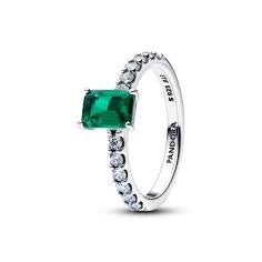 Sterling silver ring with royal green crystal and 194506C01