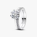 Clover sterling silver splittable ring with clear 194507C01 (High Resolution)