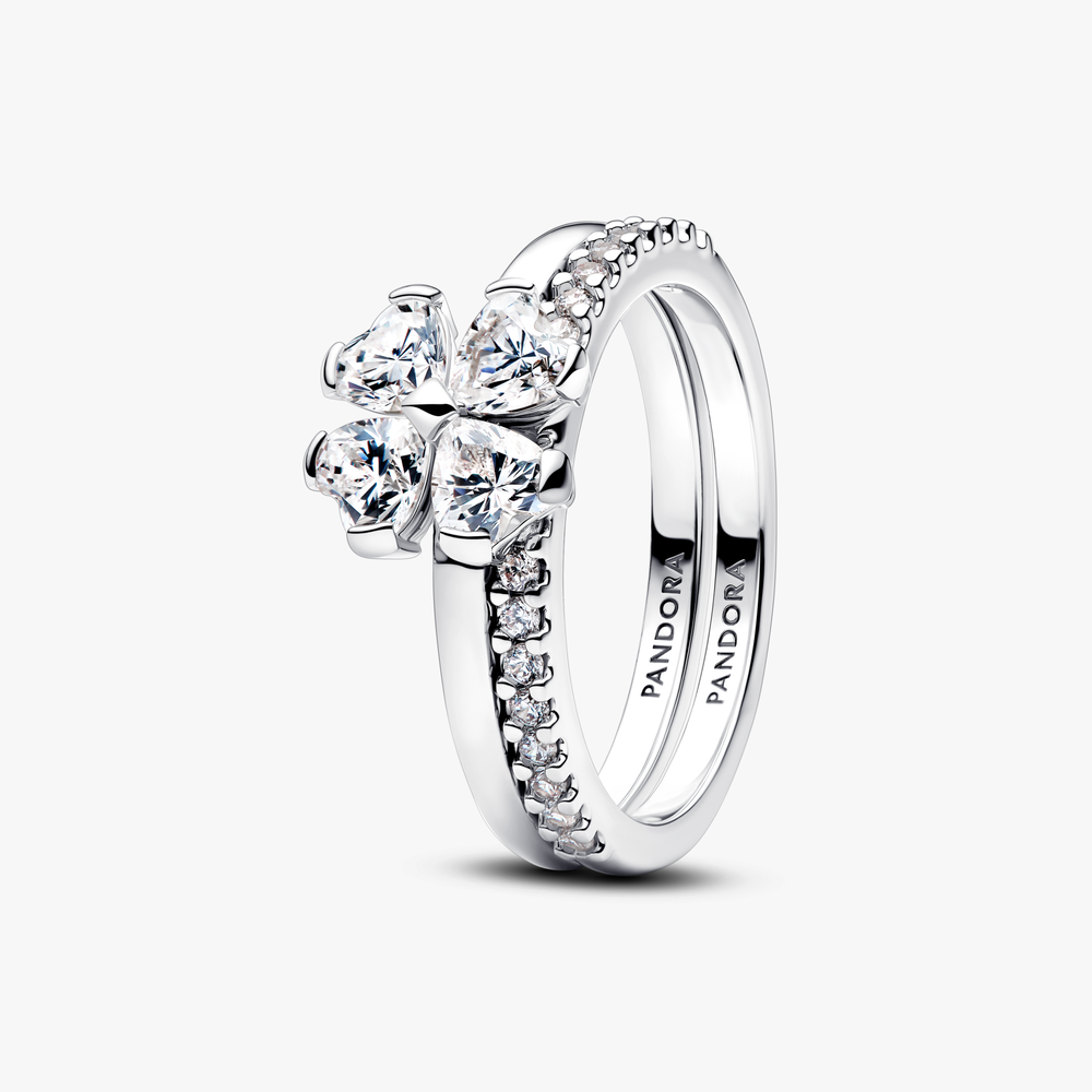 Clover sterling silver splittable ring with clear 194507C01 (High Resolution)