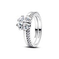 Clover sterling silver splittable ring with clear 194507C01