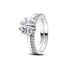 Clover sterling silver splittable ring with clear 194507C01