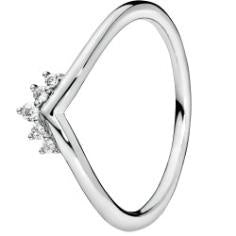 Tiara Wishbone Silver Ring w Clear CZ 198282CZ-52
