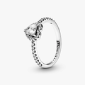 Elevated Heart Silver Ring w CZ 198421C01-60 (High Resolution)