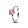 Heart sterling silver ring with fancy pink and clear cubic zirconia 198421C03-52