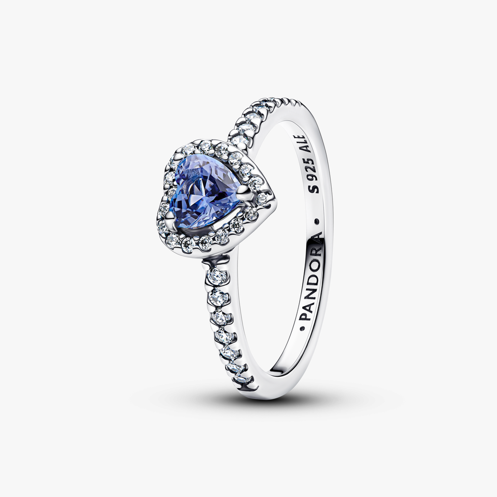Heart sterling silver ring with cornflow 198421C05-60 (High Resolution)