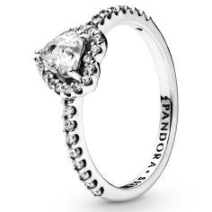 Elevated Heart Silver Ring w CZ 198421C01-54