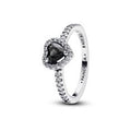 Heart sterling silver ring with black cr 198421C04-52
