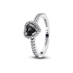 Heart sterling silver ring with black cr 198421C04-52