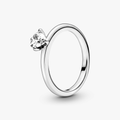 Heart sterling silver ring with clear cubic zirconia 198691C01-48 (High Resolution)