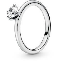 Heart sterling silver ring with clear cu 198691C01-50