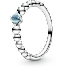 March Aqua Blue Silver Ring with Man-Mad 198867C01-54
