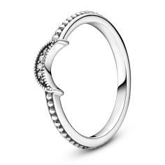 Crescent Moon Silver Ring w CZ 199156C01-58