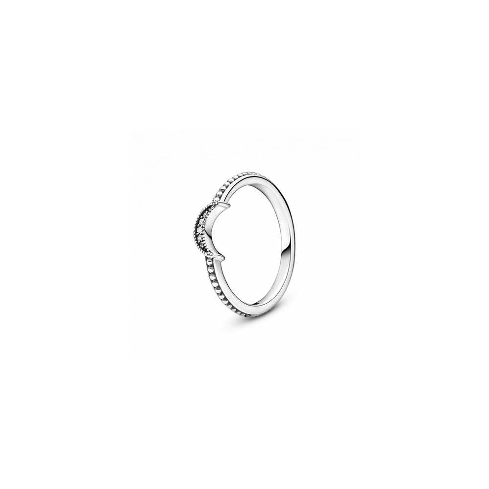 Crescent Moon Silver Ring w CZ 199156C01-52 (High Resolution)