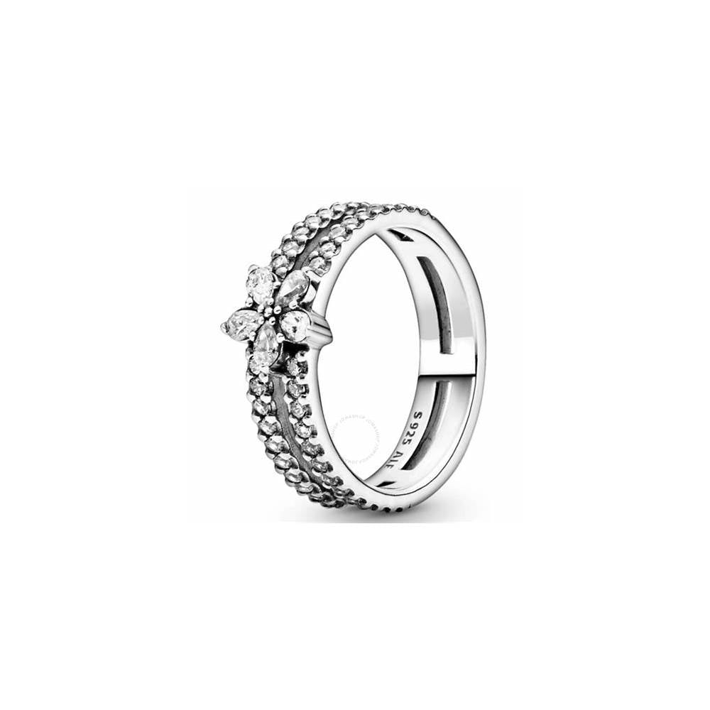 Sparkling Snowflake Silver Double Ring w CZ 199236C01-56 (High Resolution)