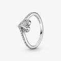 Sparkling Wishbone Heart Silver Ring w C 199302C01-56 (High Resolution)