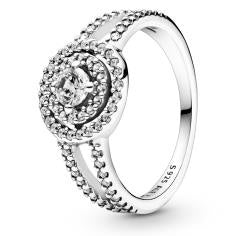 Sparkling Double Halo Silver Statement R 199408C01-54