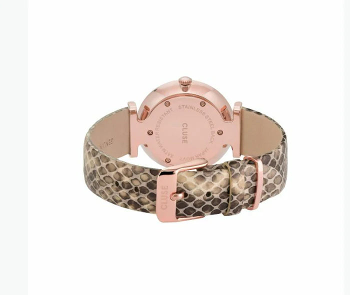 Cluse Triomphe Rose Gold White Pearl/Soft Almond Python band CL61007