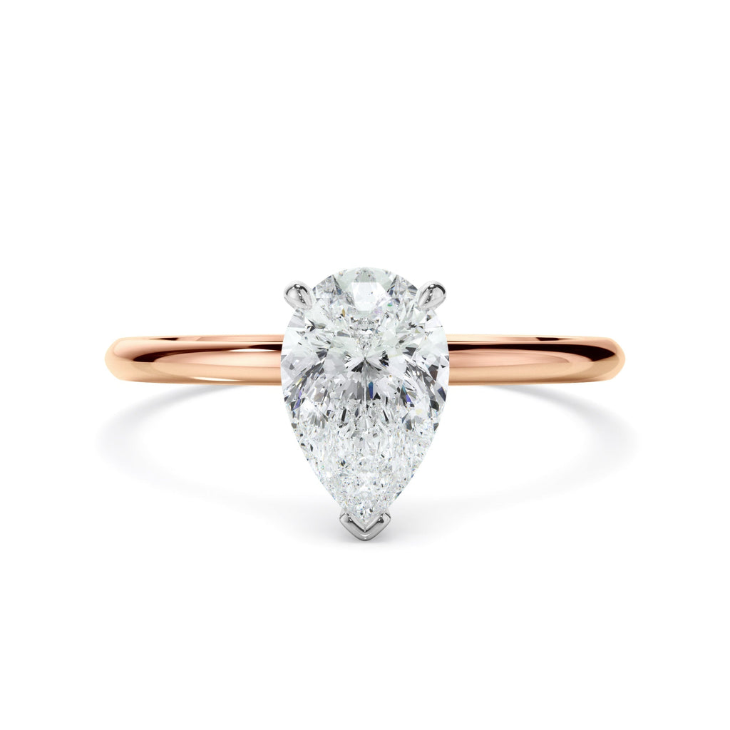 Pear cut diamond solitaire engagement ring - Rose gold