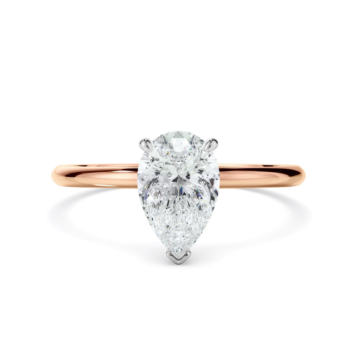 Pear cut diamond solitaire engagement ring - Rose gold