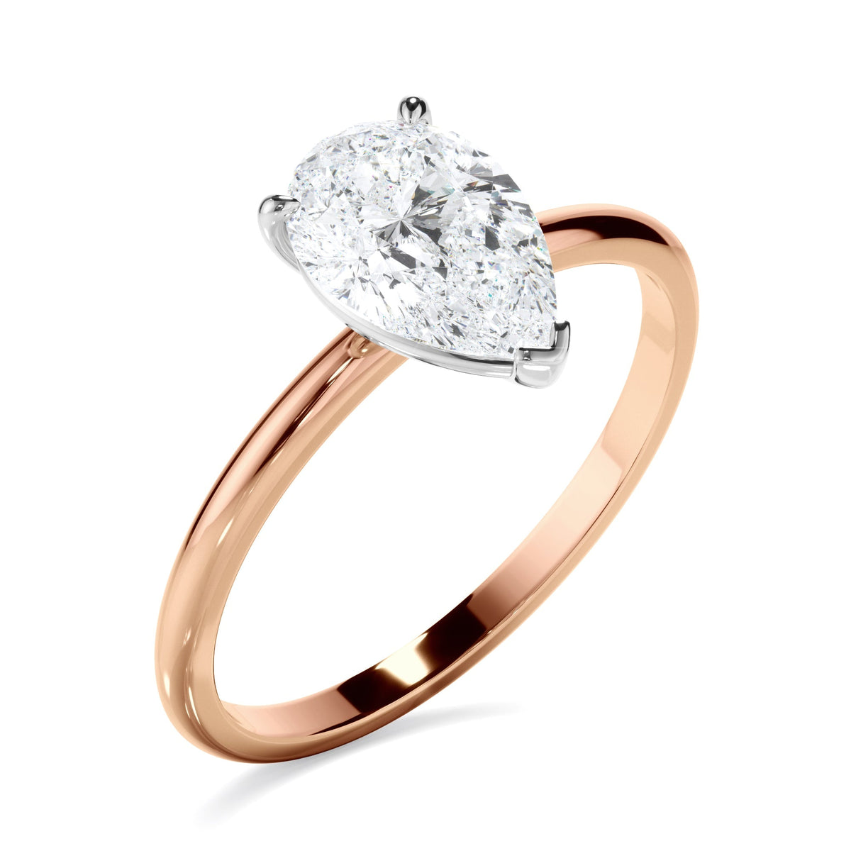 Pear cut diamond solitaire engagement ring - Rose gold