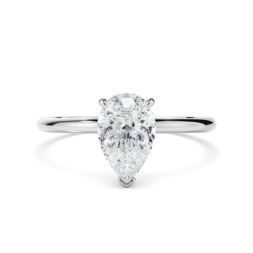 Pear cut diamond solitaire engagement ring - White gold