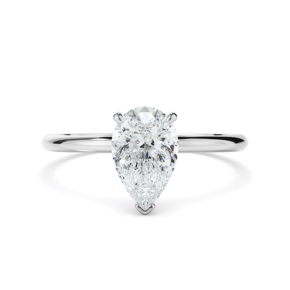 Pear cut diamond solitaire engagement ring - White gold