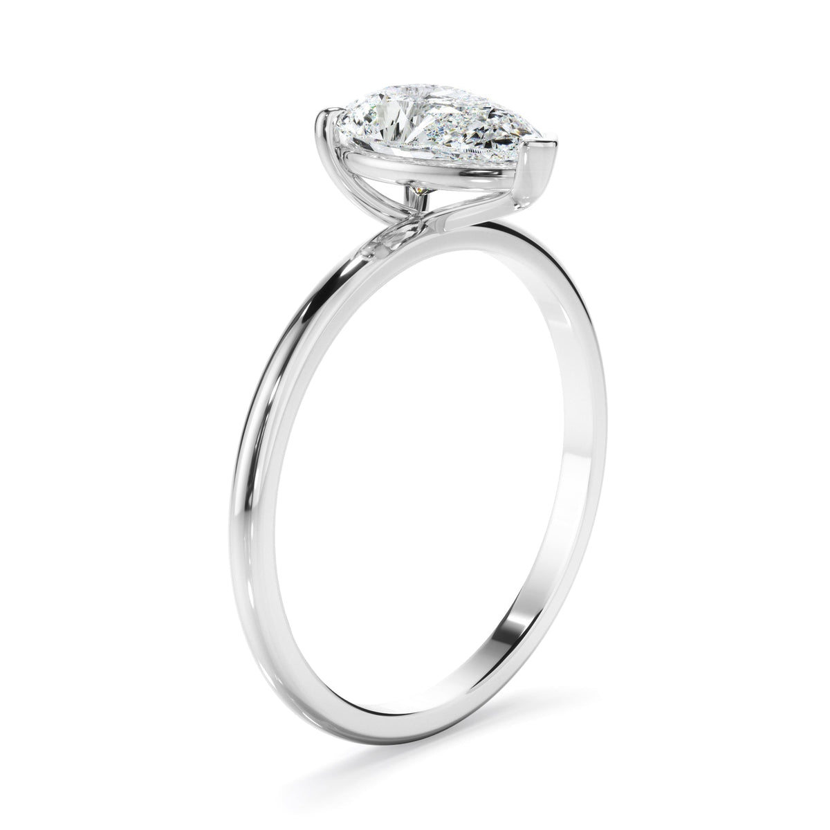 Pear cut diamond solitaire engagement ring - White gold